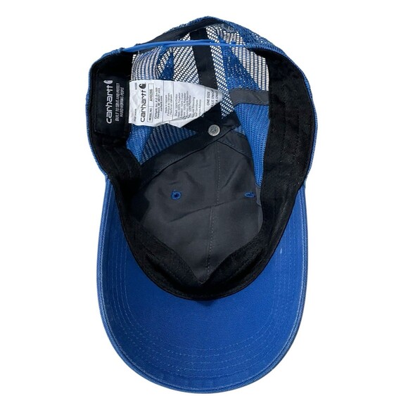 Carhartt Logo Mesh Trucker Hat Cap Snapback Mesh Back Blue Adjustable AH0286 - Picture 5 of 6